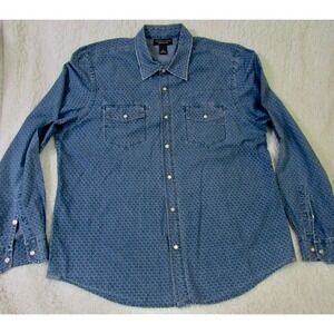 The Mens Store Bloomingdale's 100%‎ Cotton Snap Button Blue Shirt Sz XL